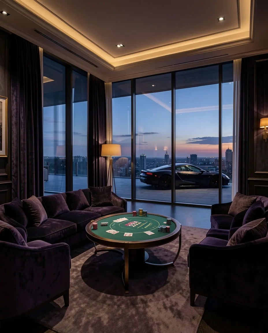 Atmosphère intérieure feutrée du lounge privé Malenoria
