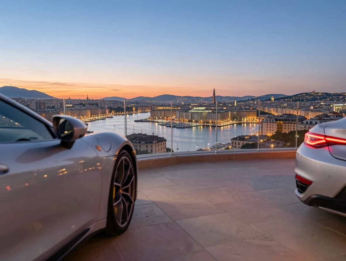Vue crépusculaire de la ville de Marseille