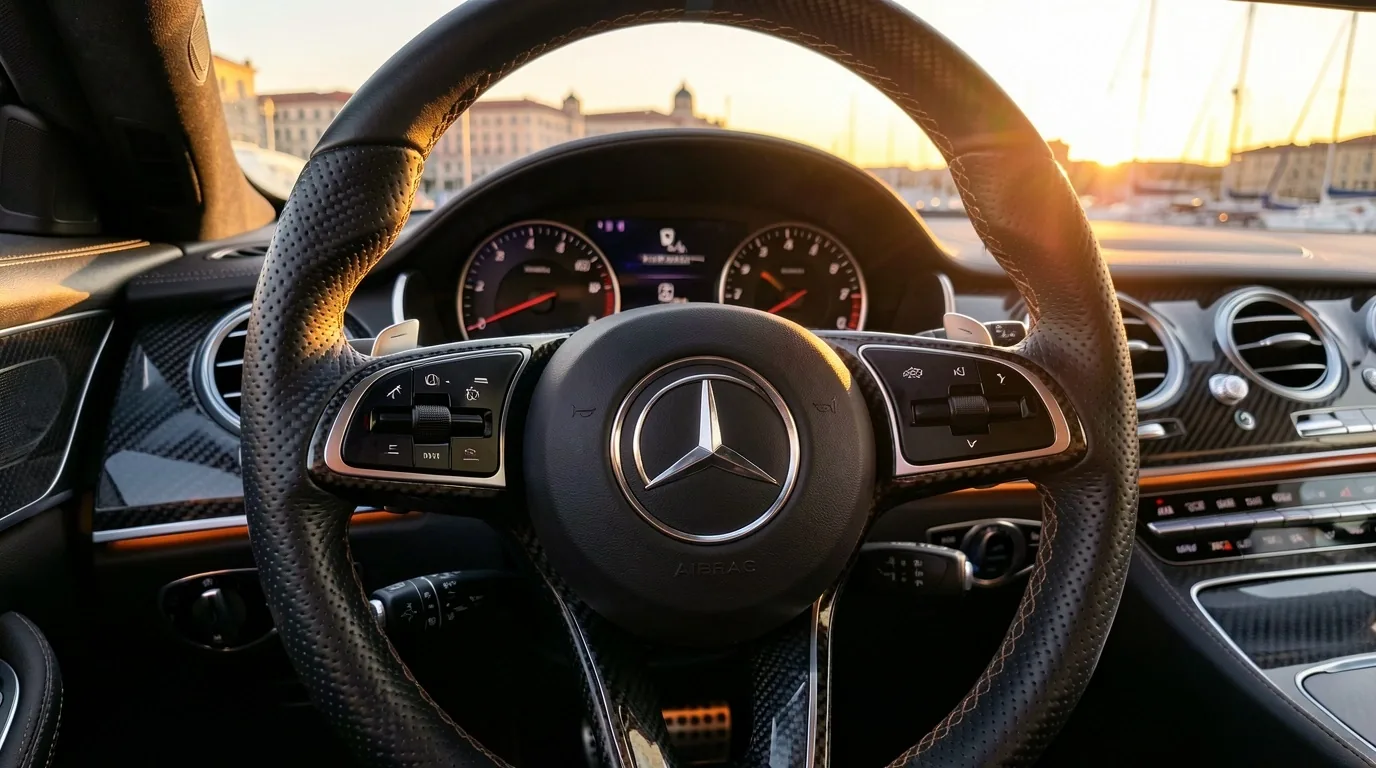 Détail du cockpit d'une berline de grand prestige Malenoria
