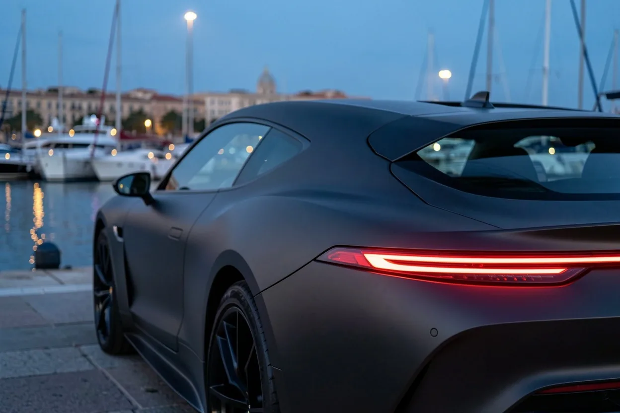 Coupé sportif haut de gamme sur le Vieux-Port de Marseille