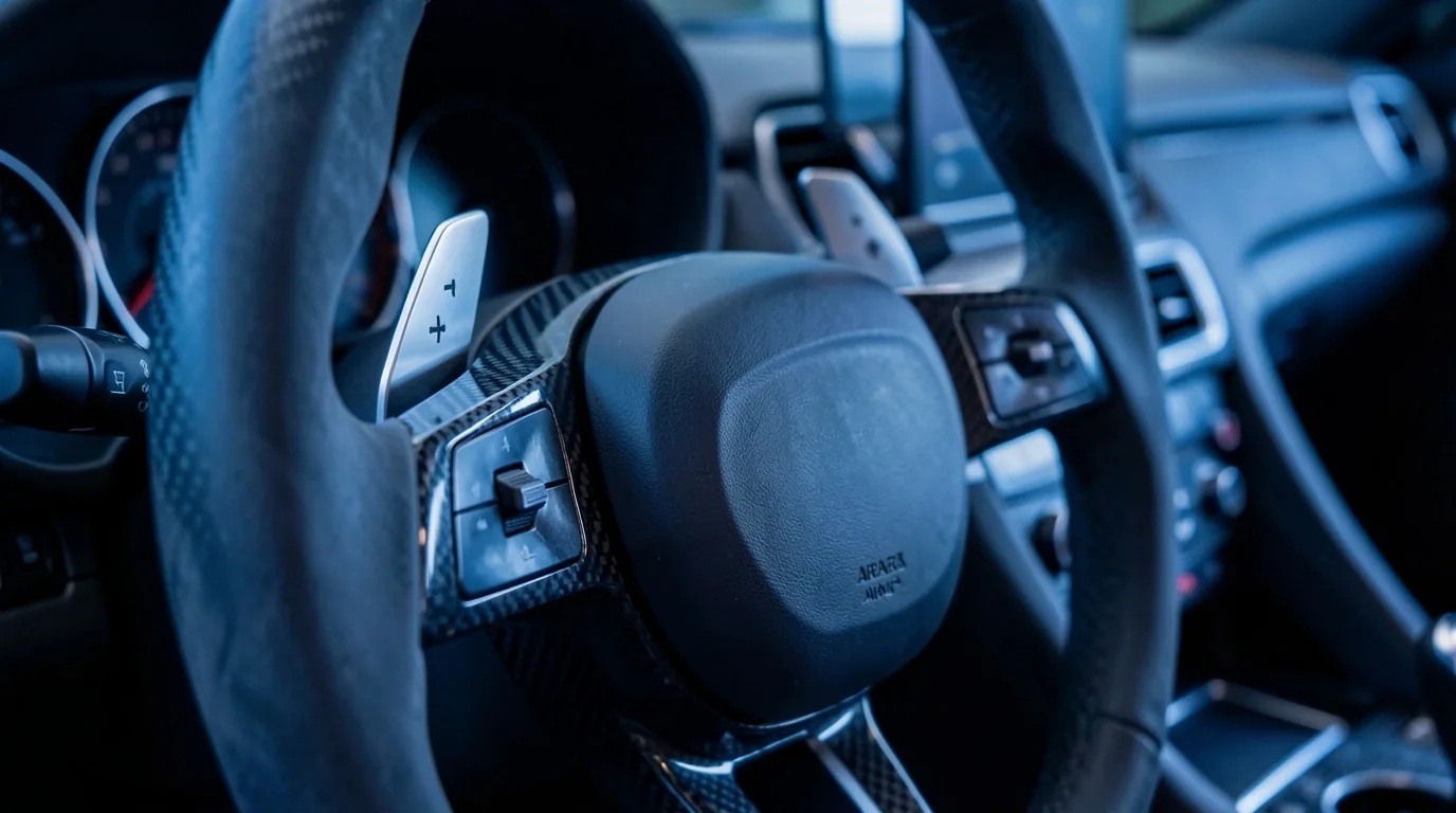 Détail du poste de conduite d'un véhicule grand tourisme Malenoria