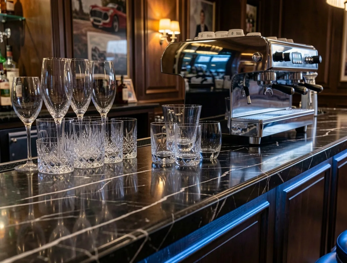 Espace bar et service de rafraîchissements raffiné du club Malenoria
